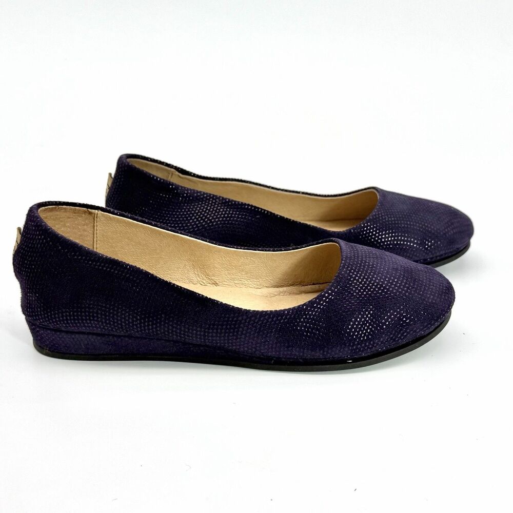 French Sole Shoes Fs/ny Women Size 7.5 Purple Wave Ballet Slipper Italy With Box